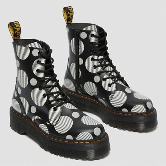 DR. MARTENS doc martens Platform polka dotted JADON moto boots! LIMITED EDITION! - Picture 6 of 7